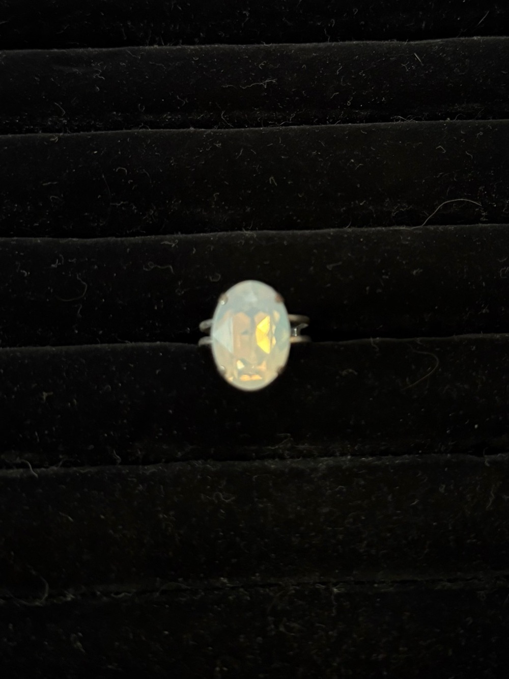 Opalescent Oval Stone Silver Ring - Women Jewelry